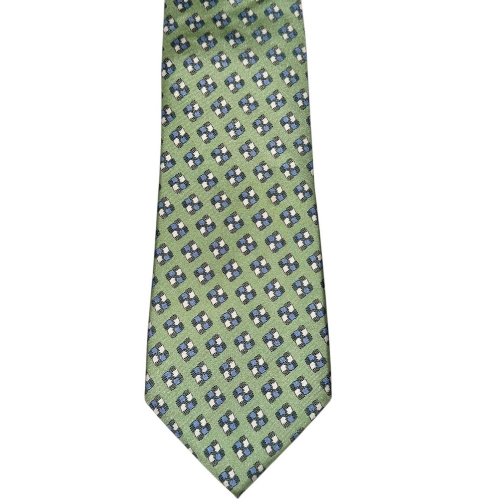 Vineyard Vines Mens Tie Silk Green Linked Hands Custom Handmade 61x3.75” USA